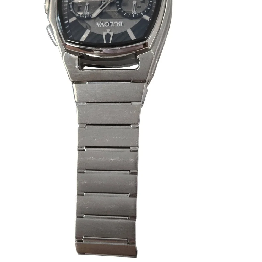 Bulova Precision Chronograph Men's Watch Stainless Steel Black Dial w/ Box - Picture 7 of 10